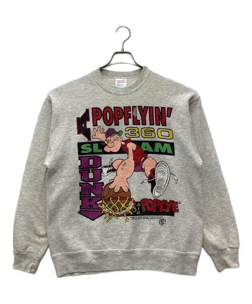 Hanes（ヘインズ）Hanes (ヘインズ) クルーネックスウェット 90s プリント グレー サイズ:SIZE Lの古着・服飾アイテム
