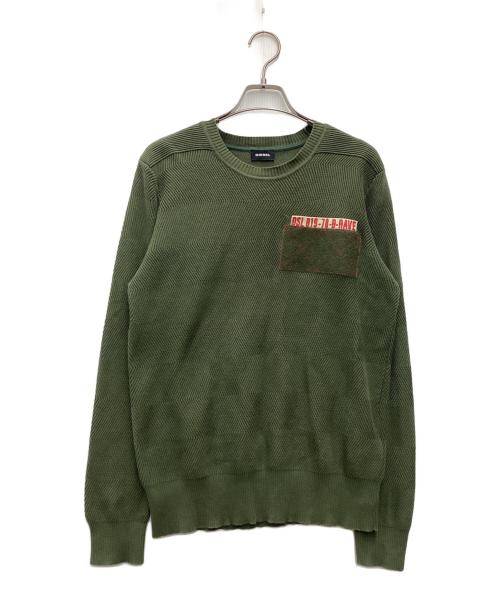 DIESEL（ディーゼル）DIESEL (ディーゼル) 厚手ニット オリーブ サイズ:SIZE Sの古着・服飾アイテム