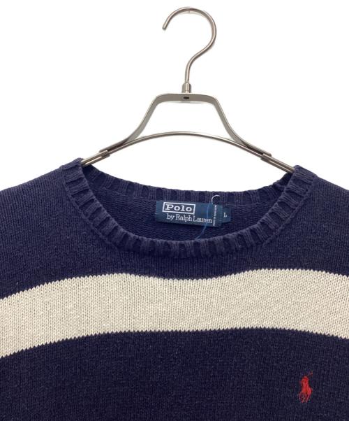 POLO RALPH LAUREN（ポロ・ラルフローレン）POLO RALPH LAUREN (ポロ・ラルフローレン) 厚手ニット 90s ネイビー×ホワイト サイズ:SIZE Lの古着・服飾アイテム