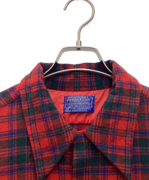 PENDLETON（ペンドルトン）PENDLETON (ペンドルトン) 長袖シャツ 推定70s レッド×グリーン サイズ:SIZE Lの古着・服飾アイテム