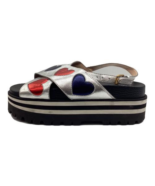 GUCCI（グッチ）GUCCI (グッチ) 厚底サンダル メタリックハート ブラック×シルバー サイズ:SIZE 36 1/2の古着・服飾アイテム