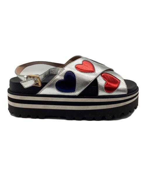 GUCCI（グッチ）GUCCI (グッチ) 厚底サンダル メタリックハート ブラック×シルバー サイズ:SIZE 36 1/2の古着・服飾アイテム