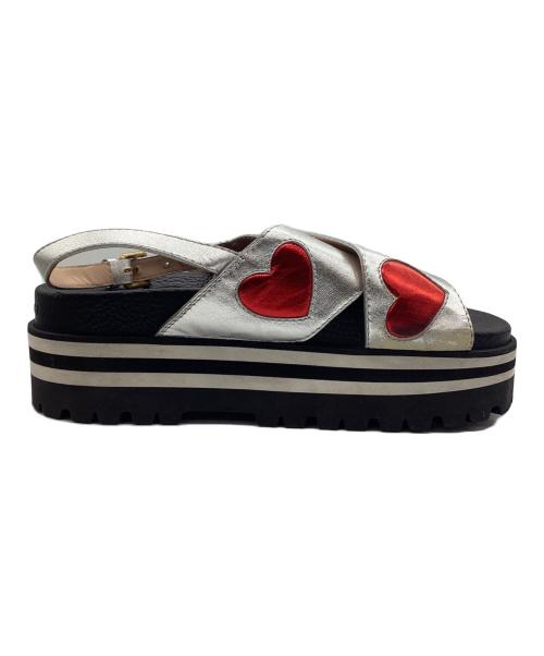 GUCCI（グッチ）GUCCI (グッチ) 厚底サンダル メタリックハート ブラック×シルバー サイズ:SIZE 36 1/2の古着・服飾アイテム