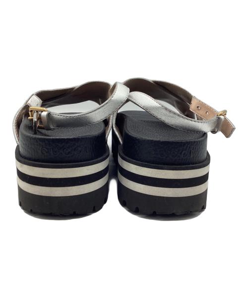 GUCCI（グッチ）GUCCI (グッチ) 厚底サンダル メタリックハート ブラック×シルバー サイズ:SIZE 36 1/2の古着・服飾アイテム