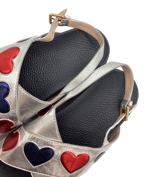 GUCCI（グッチ）GUCCI (グッチ) 厚底サンダル メタリックハート ブラック×シルバー サイズ:SIZE 36 1/2の古着・服飾アイテム