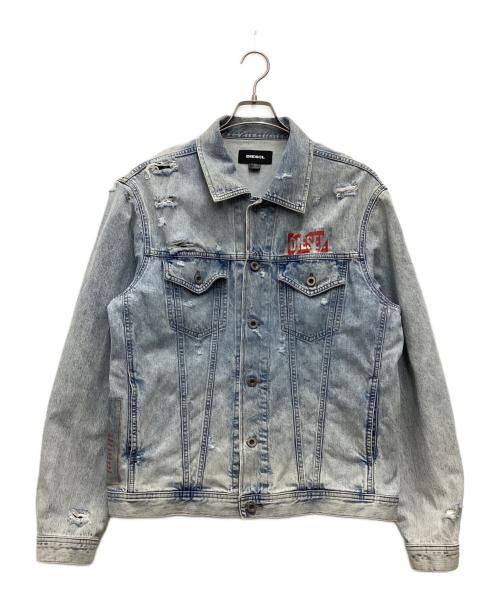 DIESEL（ディーゼル）DIESEL (ディーゼル) NHILL ダメージ加工デニムジャケット ブルー サイズ:SIZE XLの古着・服飾アイテム