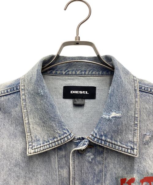 DIESEL（ディーゼル）DIESEL (ディーゼル) NHILL ダメージ加工デニムジャケット ブルー サイズ:SIZE XLの古着・服飾アイテム