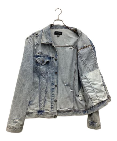 DIESEL（ディーゼル）DIESEL (ディーゼル) NHILL ダメージ加工デニムジャケット ブルー サイズ:SIZE XLの古着・服飾アイテム