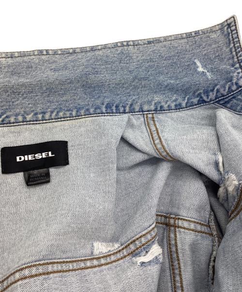 DIESEL（ディーゼル）DIESEL (ディーゼル) NHILL ダメージ加工デニムジャケット ブルー サイズ:SIZE XLの古着・服飾アイテム