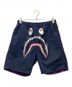A BATHING APEアベイシングエイプ）の古着「カラーカモ シャーク リバーシブル ショートパンツ」｜ネイビー