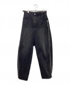GRANCYグランシー）の古着「ZipDesign Buggy DenimPants デニムワイドパンツ」｜ブラック
