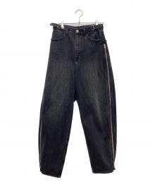 GRANCY（グランシー）の古着「ZipDesign Buggy DenimPants デニムワイドパンツ」｜ブラック