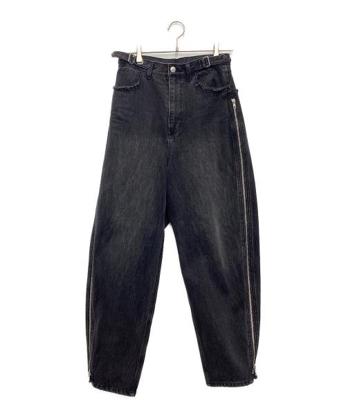 GRANCY（グランシー）GRANCY (グランシー) ZipDesign Buggy DenimPants デニムワイドパンツ ブラック サイズ:SIZE Sの古着・服飾アイテム