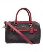 COACHコーチ）の古着「2WAYバッグ シグネチャー」｜ブラウン×レッド