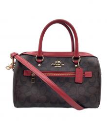 COACH（コーチ）の古着「2WAYバッグ シグネチャー」｜ブラウン×レッド