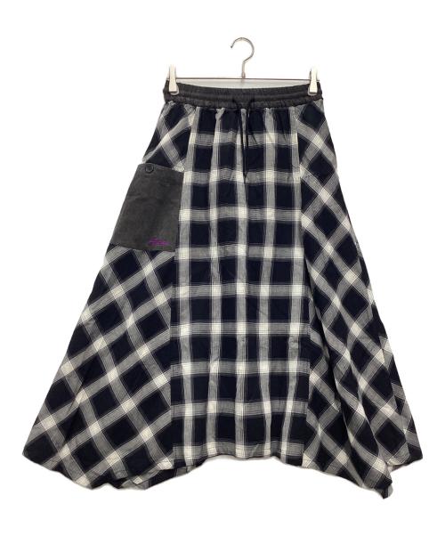 AVIREX（アヴィレックス）AVIREX (アヴィレックス) WAFFLE OMBRE CHECK IRREGULAR SKIRT ロングスカート ブラック サイズ:SIZE Freeの古着・服飾アイテム