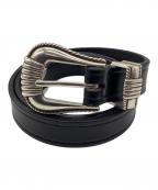 TORY LEATHERトリーレザー）の古着「レザーベルト TORY-3P-SILVERBUCLE」｜ブラック