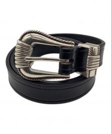 TORY LEATHER（トリーレザー）の古着「レザーベルト TORY-3P-SILVERBUCLE」｜ブラック