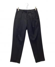 MINEDENIM（マインデニム）の古着「E.F Wool Tapered 1タック ウール スラックス トラウザーパンツ」｜ブラック