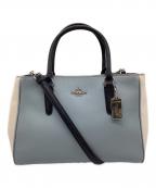 COACHコーチ）の古着「Surrey Carryall 2WAYハンドバッグ」｜スカイブルー×ベージュ