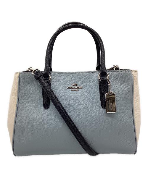 COACH（コーチ）COACH (コーチ) Surrey Carryall 2WAYハンドバッグ スカイブルー×ベージュの古着・服飾アイテム