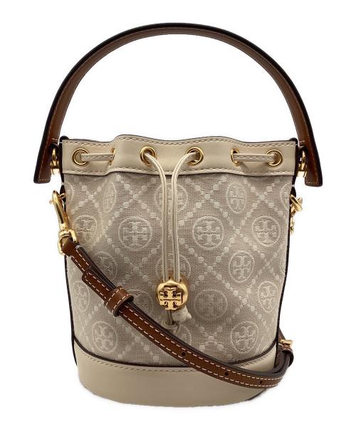 TORY BURCH（トリーバーチ）TORY BURCH (トリーバーチ) モノグラム巾着ショルダーバッグ ベージュの古着・服飾アイテム
