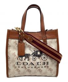 COACH（コーチ）の古着「2WAYバッグ フィールドトート22」｜ホワイト×ブラウン