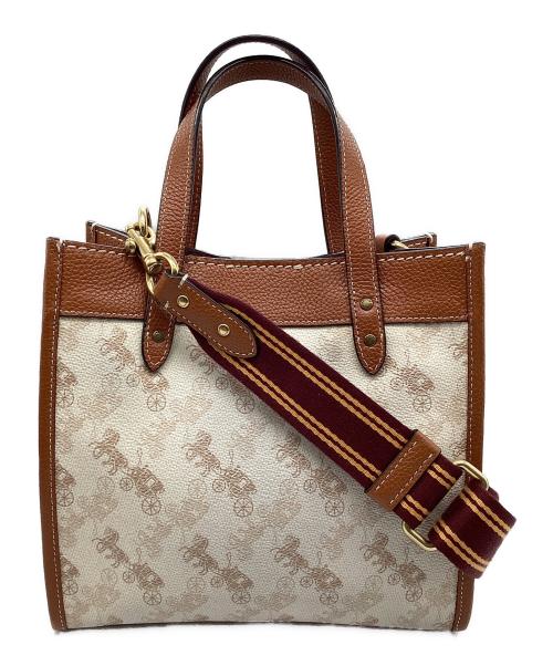 COACH（コーチ）COACH (コーチ) 2WAYバッグ フィールドトート22 ホワイト×ブラウンの古着・服飾アイテム