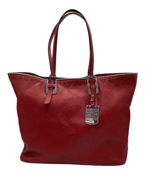 LONGCHAMP（ロンシャン）LONGCHAMP (ロンシャン) トートバッグ レッド×グレーの古着・服飾アイテム