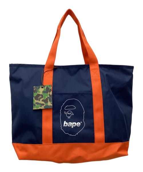 A BATHING APE（アベイシングエイプ）A BATHING APE (アベイシングエイプ) トートバッグ ネイビー×オレンジの古着・服飾アイテム