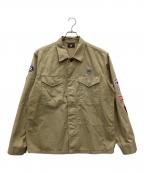 HUMAN MADEヒューマンメイド）の古着「PATCHED MILITARY SHIRT 長袖シャツ」｜ブラウン