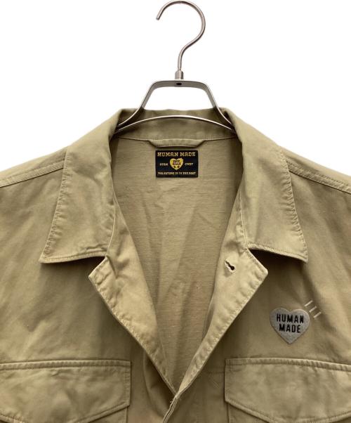 HUMAN MADE（ヒューマンメイド）HUMAN MADE (ヒューマンメイド) PATCHED MILITARY SHIRT 長袖シャツ ブラウン サイズ:SIZE Lの古着・服飾アイテム