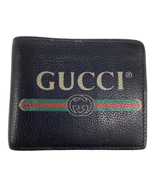 GUCCI（グッチ）GUCCI (グッチ) ヴィンテージロゴデザインウォレット ブラックの古着・服飾アイテム