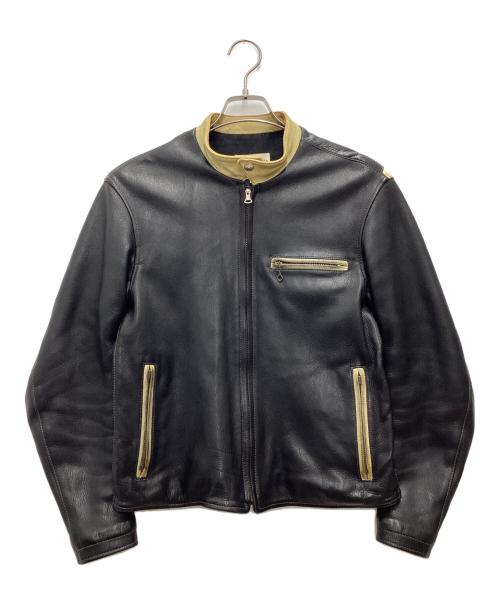 THE FLAT HEAD（ザ・フラットヘッド）THE FLAT HEAD (ザ・フラットヘッド) 鹿革レザージャケット ブラック サイズ:SIZE 38の古着・服飾アイテム