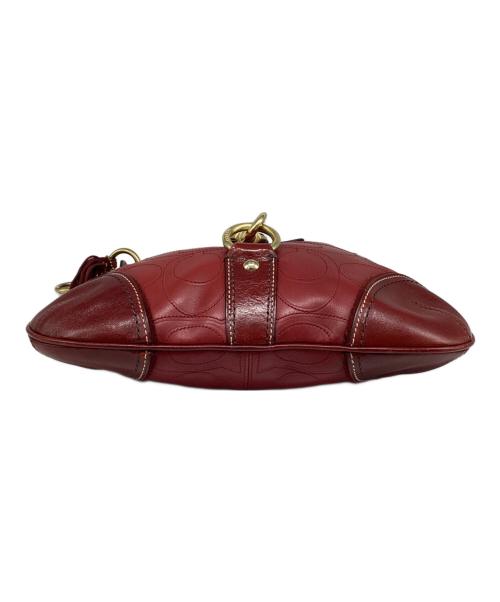 COACH（コーチ）COACH (コーチ) シグネチャー エンボスレザー ホーボーバッグ レッドの古着・服飾アイテム
