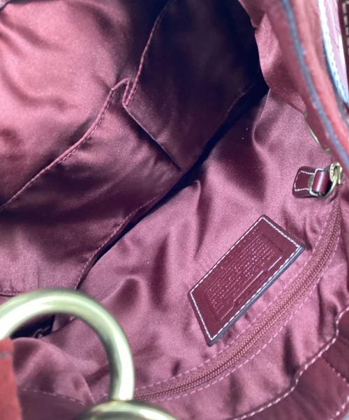 COACH（コーチ）COACH (コーチ) シグネチャー エンボスレザー ホーボーバッグ レッドの古着・服飾アイテム