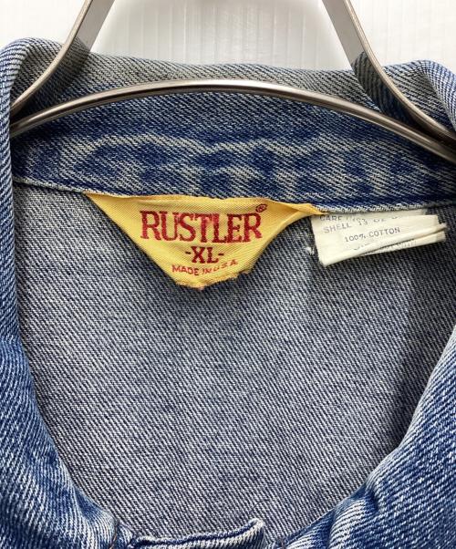 RUSTLER（ラスラー）RUSTLER (ラスラー) デニムジャケット 80s 三角タグ ラングラー ブルー サイズ:SIZE XLの古着・服飾アイテム