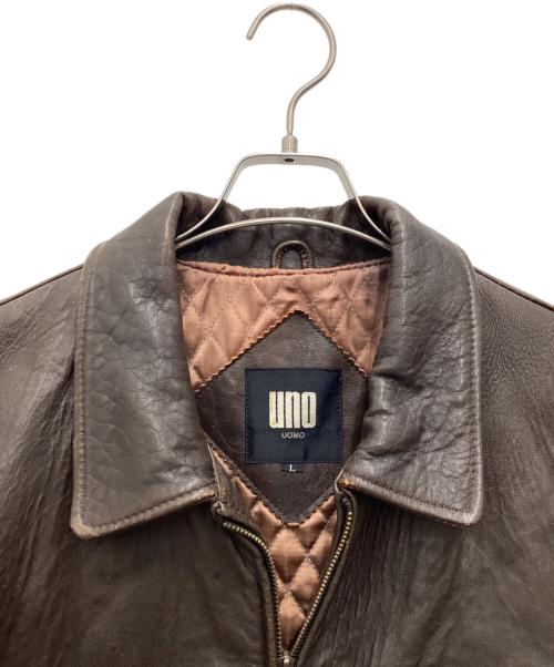 uno uomo（ウノ ウオモ）uno uomo (ウノ ウオモ) レザージャケット 80s ブラウン サイズ:SIZE Lの古着・服飾アイテム
