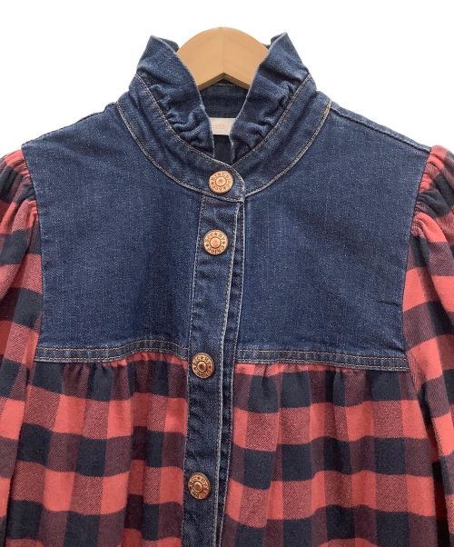 SEE BY CHLOE（シーバイクロエ）SEE BY CHLOE (シーバイクロエ) SEE BY CHLOE　デニムコンビシャツワンピース レッド サイズ:36の古着・服飾アイテム