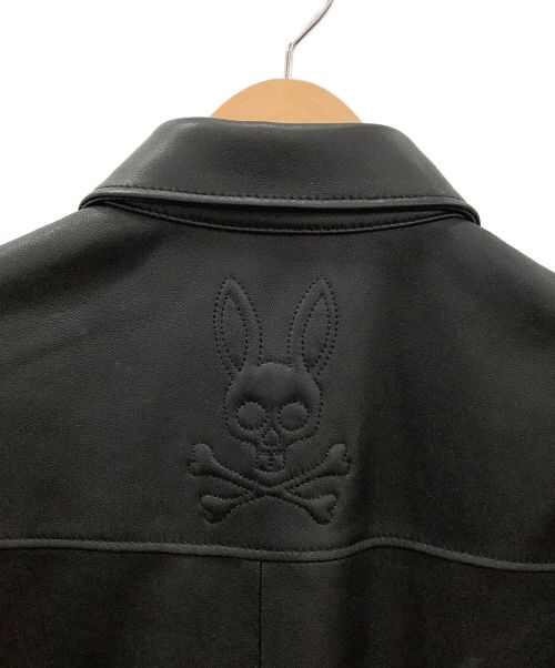 Psycho Bunny（サイコ バニー）Psycho Bunny (サイコ バニー) レザーCPOシャツ ブラック サイズ:XLの古着・服飾アイテム