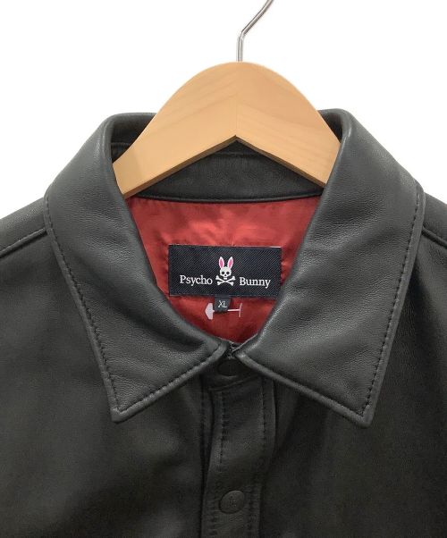 Psycho Bunny（サイコ バニー）Psycho Bunny (サイコ バニー) レザーCPOシャツ ブラック サイズ:XLの古着・服飾アイテム