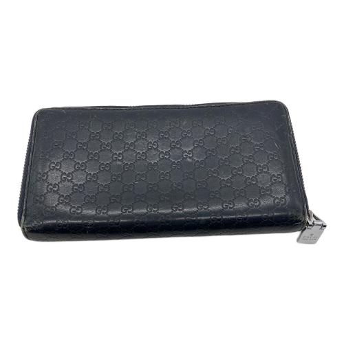 GUCCI（グッチ）GUCCI (グッチ) ラウンドファスナー財布　GUCCI　角スレ・ヨゴレ有　ネイビー ネイビーの古着・服飾アイテム