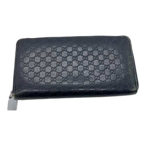GUCCI（グッチ）GUCCI (グッチ) ラウンドファスナー財布　GUCCI　角スレ・ヨゴレ有　ネイビー ネイビーの古着・服飾アイテム