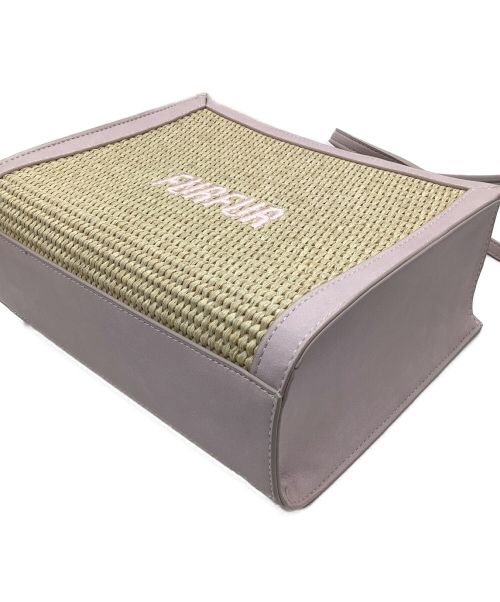 furfur（ファーファー）furfur (ファーファー) ラフィアロゴトートバッグ ベージュ×ピンクの古着・服飾アイテム