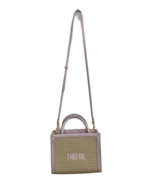 furfur（ファーファー）furfur (ファーファー) ラフィアロゴトートバッグ ベージュ×ピンクの古着・服飾アイテム