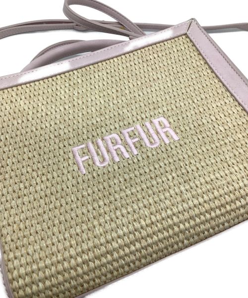furfur（ファーファー）furfur (ファーファー) ラフィアロゴトートバッグ ベージュ×ピンクの古着・服飾アイテム