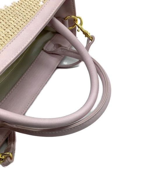 furfur（ファーファー）furfur (ファーファー) ラフィアロゴトートバッグ ベージュ×ピンクの古着・服飾アイテム