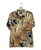 stussyステューシー）の古着「ビッグファルコンシャツ」｜ブラウン×グリーン