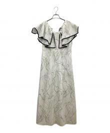 Snidel（スナイデル）の古着「Snidel　パイピングフリルワンピ」｜グリーン×ホワイト