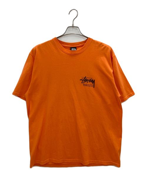 stussy（ステューシー）stussy (ステューシー) HONOLULUプリントTシャツ オレンジ サイズ:Lの古着・服飾アイテム
